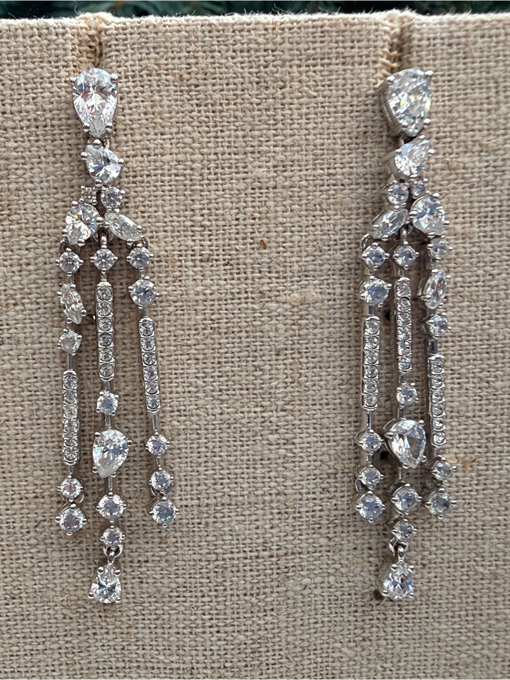 Nadri Everleigh Cubic Zirconia Fringe Chandelier Drop Earrings Silver